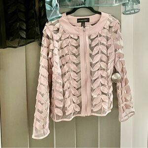 Colleen Lopez Blush Leaf Pattern Sheer Jacket